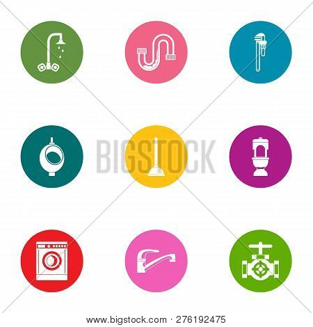 Water Scum Icons Set. Flat Set Of 9 Water Scum Icons For Web Isolated On White Background