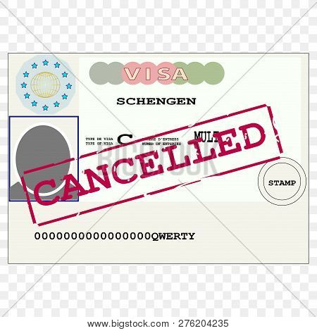Schengen Visa Stamped Canceled.  Vector Image  For Design