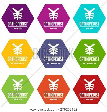 Spine Orthopedic Icons 9 Set Coloful Isolated On White For Web