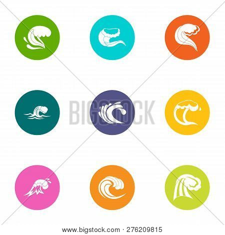 Rolling Wave Icons Set. Flat Set Of 9 Rolling Wave Icons For Web Isolated On White Background