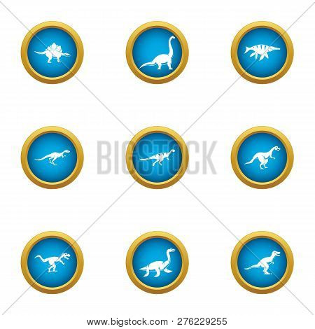 Skin Saurian Icons Set. Flat Set Of 9 Skin Saurian Icons For Web Isolated On White Background