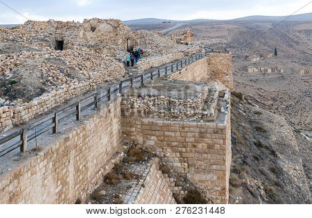 Al Jaya, Jordan, December 06, 2018 : The Remains Of The Medieval Fortress Ash Shubak, Standing On A 