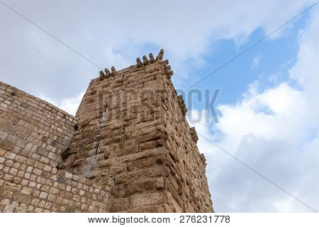 Al Jaya, Jordan, December 06, 2018 : The Corner Tower In The Medieval Fortress Ash Shubak, Standing 