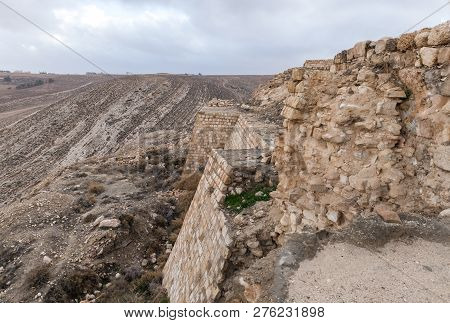 Al Jaya, Jordan, December 06, 2018 : View From The Walls Of Fortress Ash Shubak, Standing On A Hill 