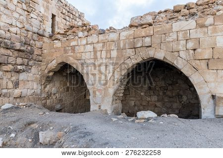 Al Jaya, Jordan, December 06, 2018 : Fragment Of The Courtyard Of The Medieval Fortress Ash Shubak, 