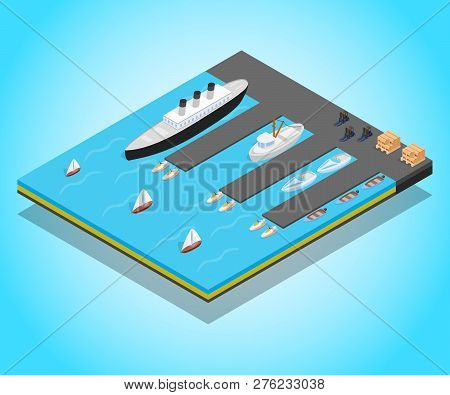 Quay Concept Banner. Isometric Banner Of Quay Vector Concept For Web, Giftcard And Postcard
