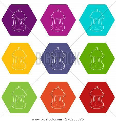 Rotunda Icons 9 Set Coloful Isolated On White For Web