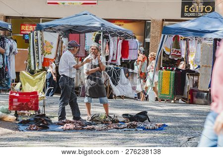 Londrina - Pr, Brazil - December 12, 2018: Handicraft Products Being Sold On Streets Of Downtown. St