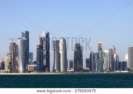 Doha - Qatar/ December 2011: General View From Doha Cornish With Some Towers Under Construction.