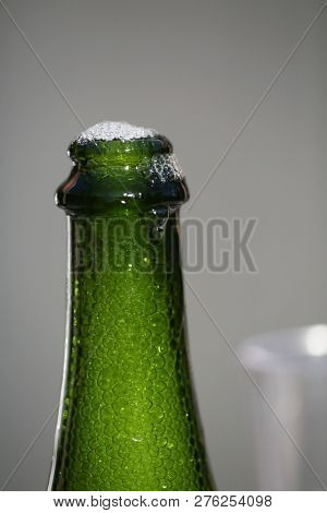 Champagne Close Up.  Champagne Bubbles in a Bottle. 
