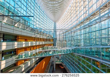 Tokyo, Japan - April 28 2018: Tokyo International Forum Is A Multi-purpose Exhibition Center, Design