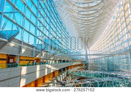 Tokyo, Japan - April 28 2018: Tokyo International Forum Is A Multi-purpose Exhibition Center, Design