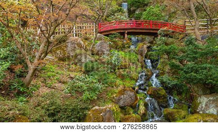 Hirosaki, Japan - April 23 2018: The Fujita Memorial Japanese Garden Built In 1919 In Japanese Tradi