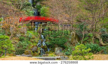 Hirosaki, Japan - April 23 2018: The Fujita Memorial Japanese Garden Built In 1919 In Japanese Tradi