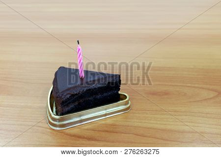 Hbd Cake Chocolate Dark 1 Piece Crescent, Blowing Cake Candle Brown, Happy Birthday One Year Anniver