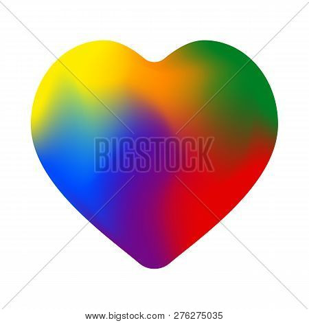 Holographic Fluid Liquid Heart Heart Shape In Lgbt (lesbian, Gay, Bisexual, Transgender) Rainbow Fla