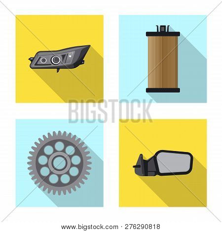 Isolated Object Of Auto And Part Sign. Set Of Auto And Car Vector Icon For Stock.