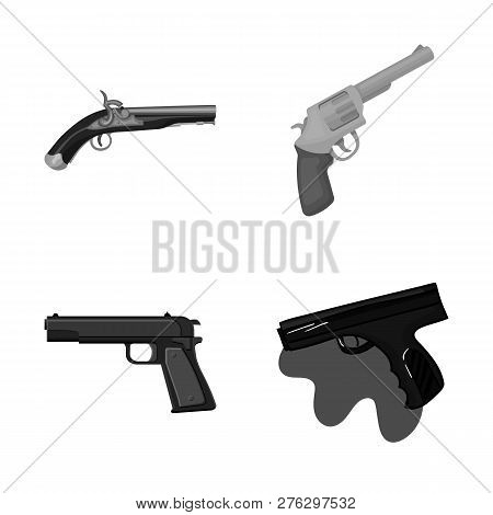 Vector Design Of Revolver And Pistol Sign. Set Of Revolver And Trigger Stock Vector Illustration.