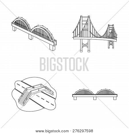 Vector Design Of Bridge And Construction Logo. Set Of Bridge And Arch Stock Vector Illustration.
