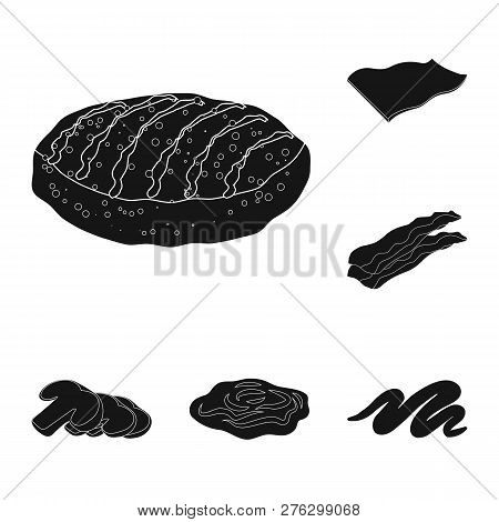 Isolated Object Of Burger And Sandwich Sign. Collection Of Burger And Slice Vector Icon For Stock.