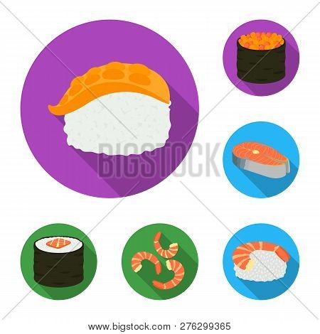 Vector Illustration Of Sushi And Fish Logo. Set Of Sushi And Cuisine Stock Vector Illustration.