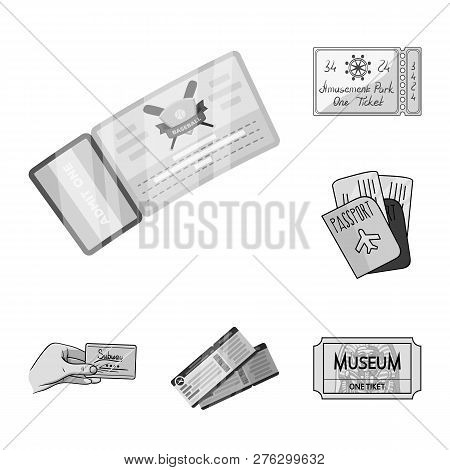 Vector Design Of Ticket And Movie Icon. Set Of Ticket And Concert Vector Icon For Stock.