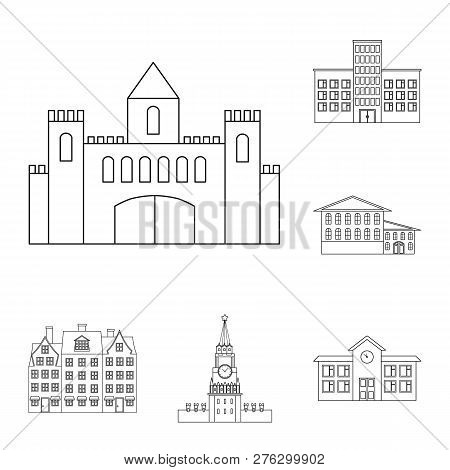 Vector Design Of Building And City Symbol. Set Of Building And Business Stock Vector Illustration.