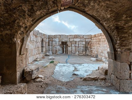 Al Jaya, Jordan, December 06, 2018 : Exit To The Platform With Loopholes On The Corner Tower In The 