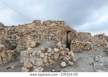 Al Jaya, Jordan, December 06, 2018 : The Remains Of The Medieval Fortress Ash Shubak, Standing On A 