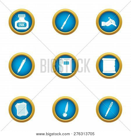 Inkpot Icons Set. Flat Set Of 9 Inkpot Icons For Web Isolated On White Background