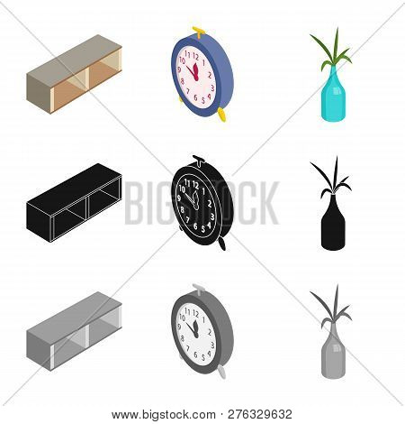 Vector Illustration Of Bedroom And Room Symbol. Collection Of Bedroom And Furniture Vector Icon For 