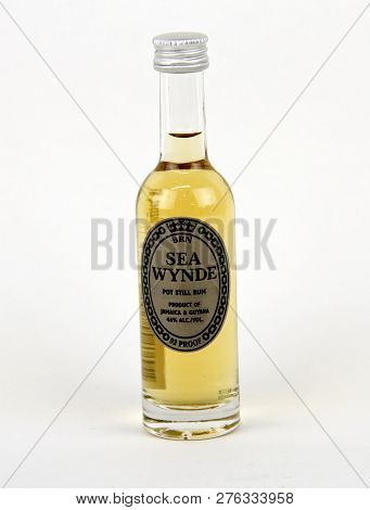 Spencer, Wisconsin, January, 1, 2019   Mini Bottle Of Sea Wynde Rum   Sea Wynde Is A Product Of Jama