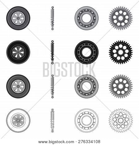Vector Illustration Of Auto And Part Sign. Set Of Auto And Car Vector Icon For Stock.