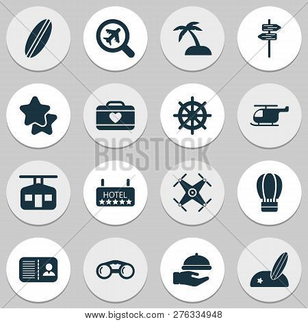 Travel Icons Set With Hotel, Quadrupter, Certification And Other Chopper Elements. Isolated Vector I