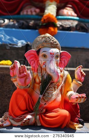 Lord Ganesha Colorful Statue .ganesha Festival Image
