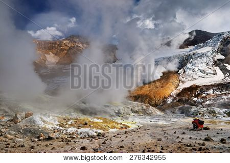 Inside active volcanic crater, Mutnovsky Volcano, Kamchatka, Russia