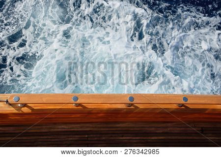 View At The Shipboard Of An Old Wooden Sailboat From Above.