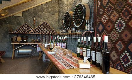 Areni, Armenia - April 16, 2016: Areni Winery Factory Interior, Traditional Armenian Wine Factory