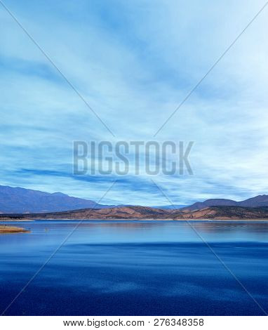 Mountain And Reflections Of Mountain In Roosevelt Lake Central Arizona