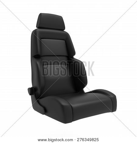Car Racing Seat 3d Illustration Isolated On White Background. Auto Sport Chair Render. Anatomy Comfo