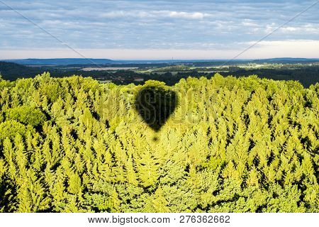 Hot Air Balloon Shadow On Tree Crowns (czech Republic)