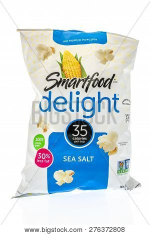Winneconne, Wi - 30 December 2018: A Bag Of Smartfood Delight Popcorn In Sea Salt  Flavor On An Isol