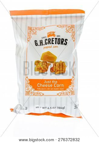 Winneconne, Wi - 30 December 2018: A Bag Of G.h. Cretors Cheese Flavor Popcorn On An Isolated Backgr