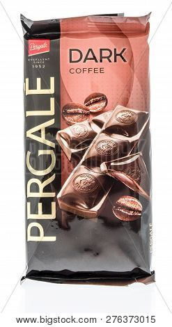 Winneconne, Wi - 30 December 2018: A Package  Of Pergale Chocolate Bar In Dark Coffee Flavor On An I