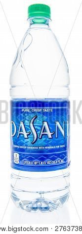 Winneconne, Wi - 30 December 2018: A Dasani Water Bottle On An Isolated Background.