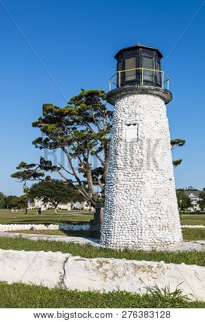 The Iconic Lighthouse At Buckroe Beach In Hampton, Virginia.  The Only Remaining Relic Of An Amuseme