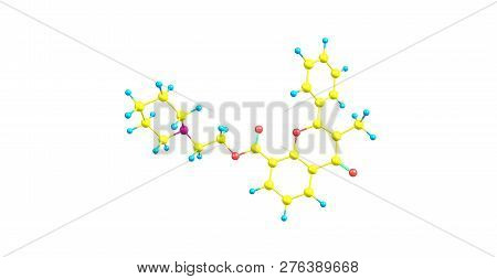 Flavoxate Molecular Structure Isolated On White