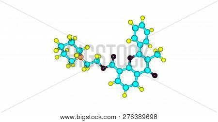 Flavoxate Molecular Structure Isolated On White