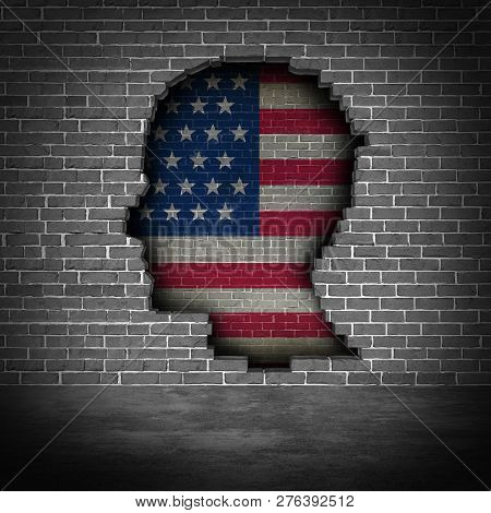 United States Border Wall Funding Concept And American Immigration Of Migrants From Mexico And Centr