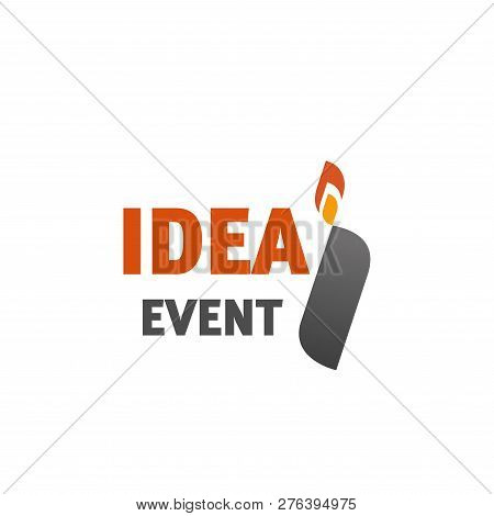 I Letter Icon For Idea Event Or Entertainment Agency. Vector Letter I In Lighter Shape With Fire Fla